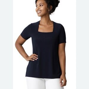 Sympli Pastel Pink* Square Neck midweight Women's Short Sleeve Top